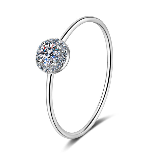 Round package S925 sterling silver inlaid with moissanite ring #MR00049