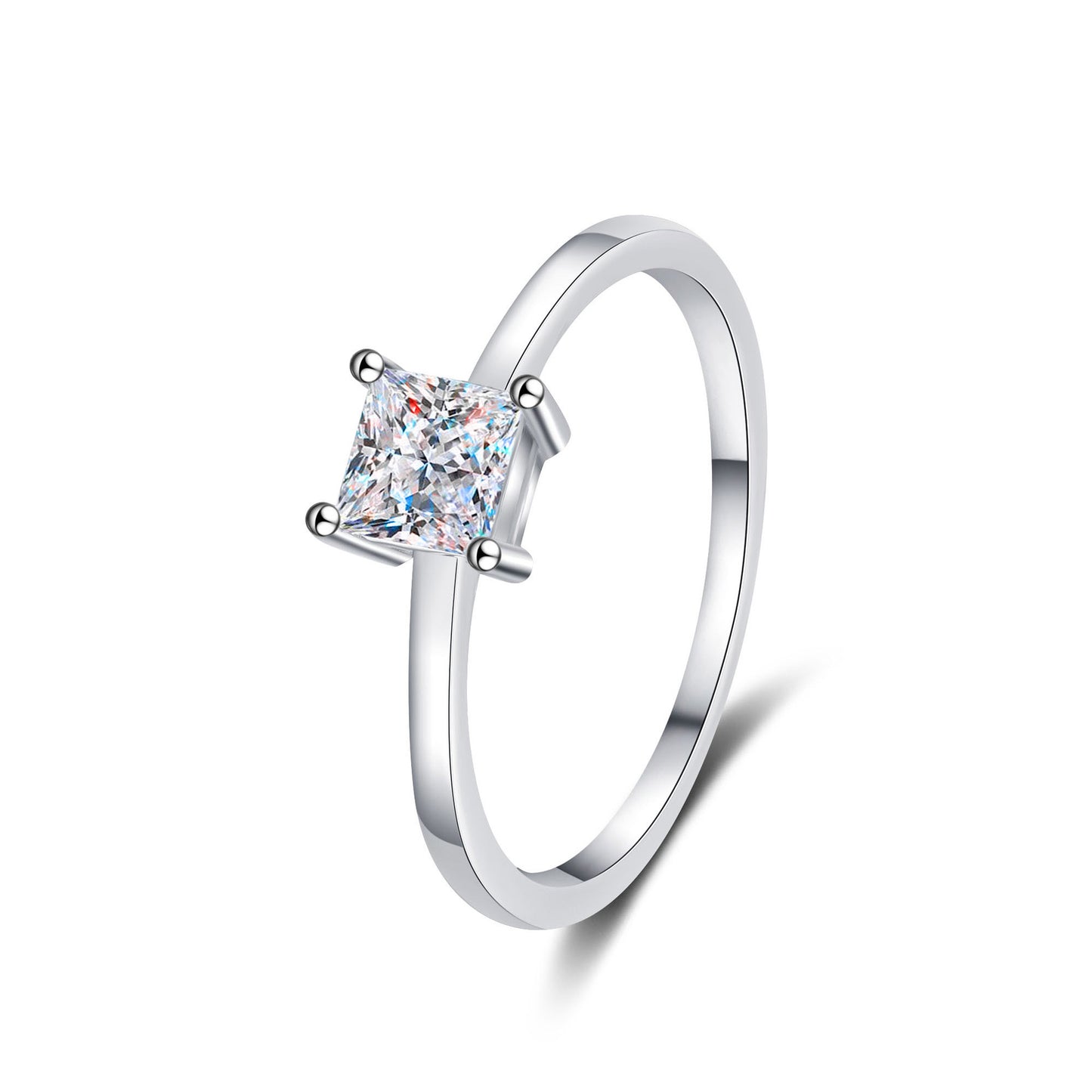 Princess style S925 sterling silver moissanite ring #MR00040