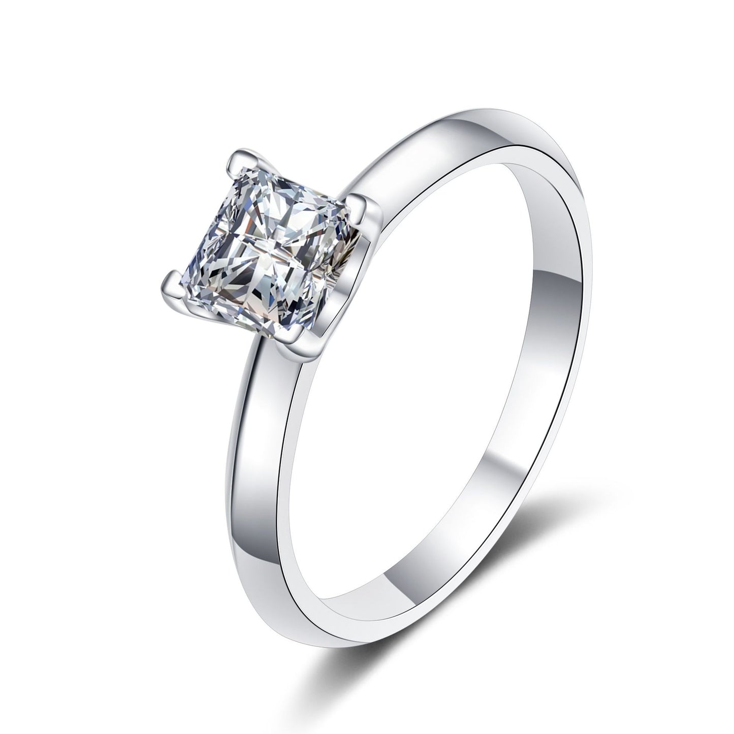 Four-prong princess style S925 sterling silver moissanite ring #MR00012