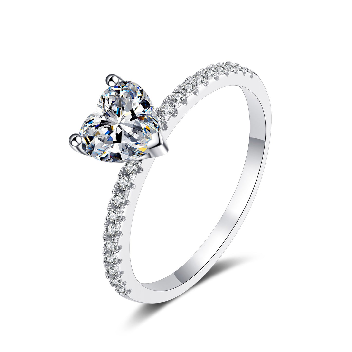 Heart-shaped S925 sterling silver moissanite ring #MR00015