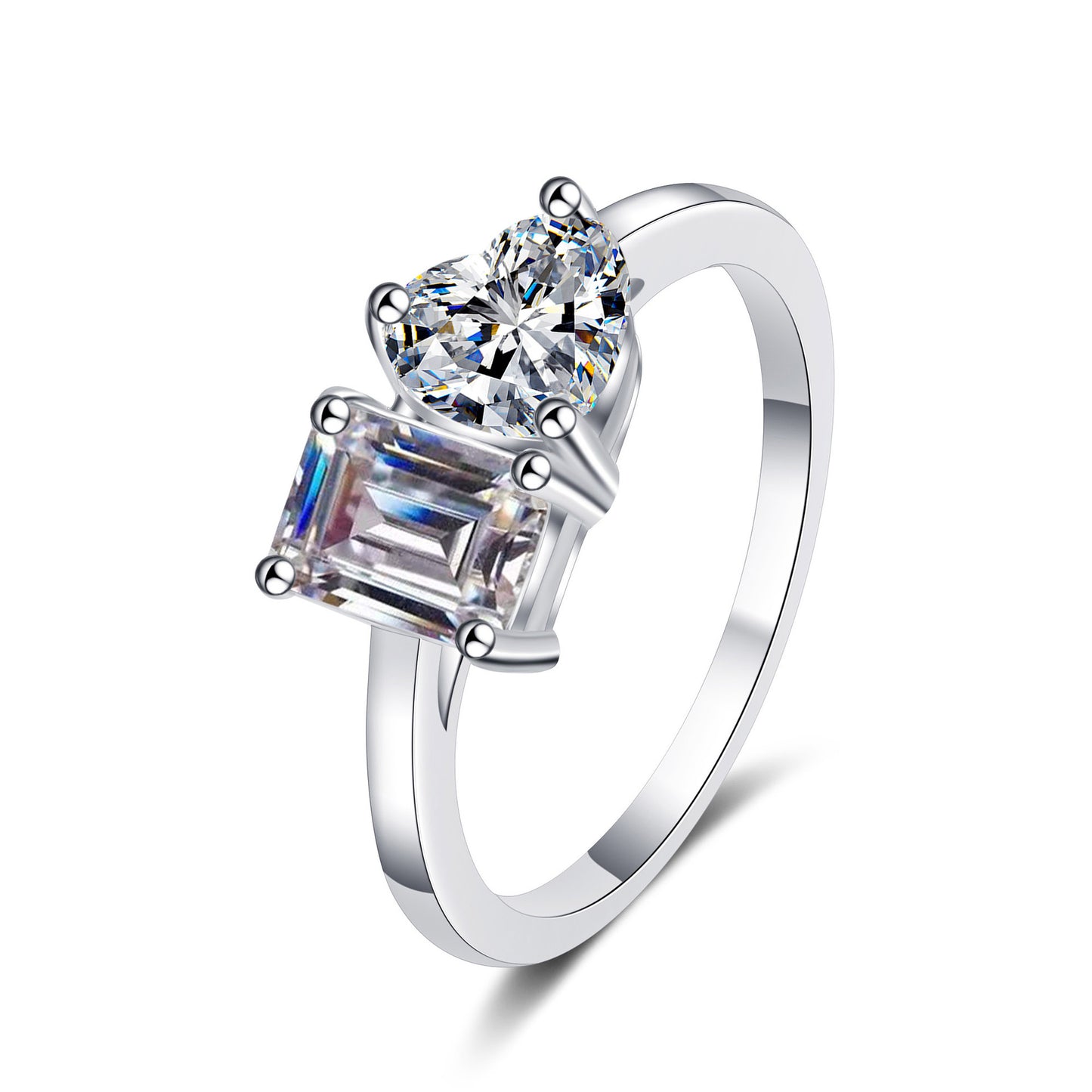 Fashionable emerald cut/radiant cut S925 sterling silver moissanite ring #MR00044