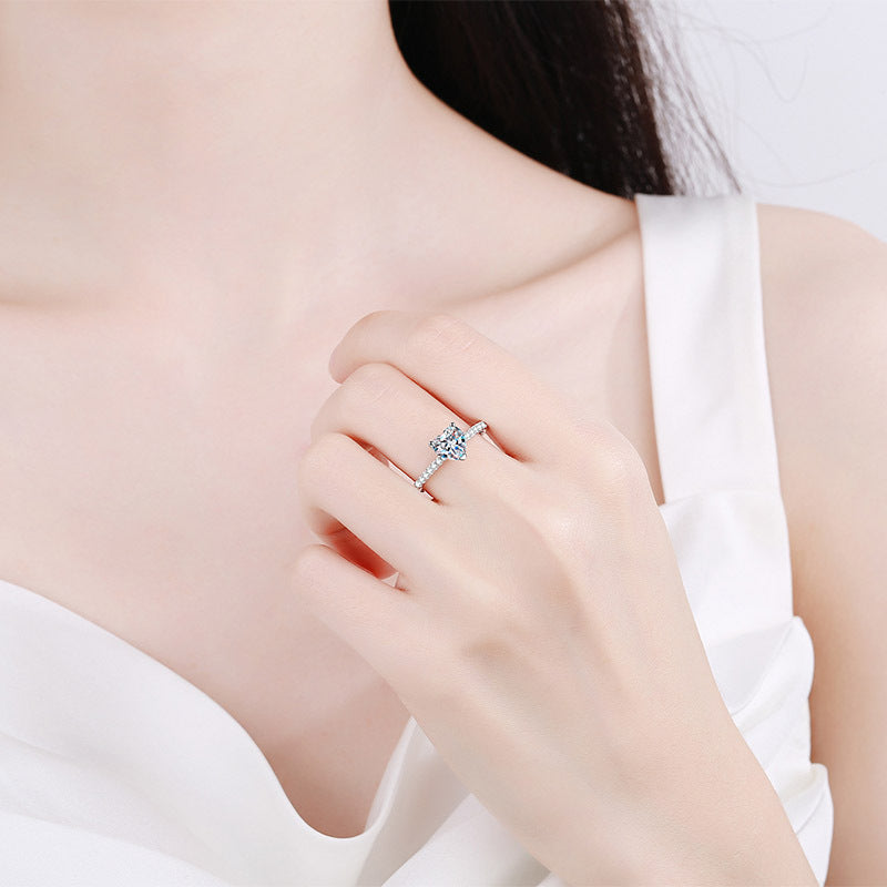 Heart-shaped S925 sterling silver moissanite ring #MR00015